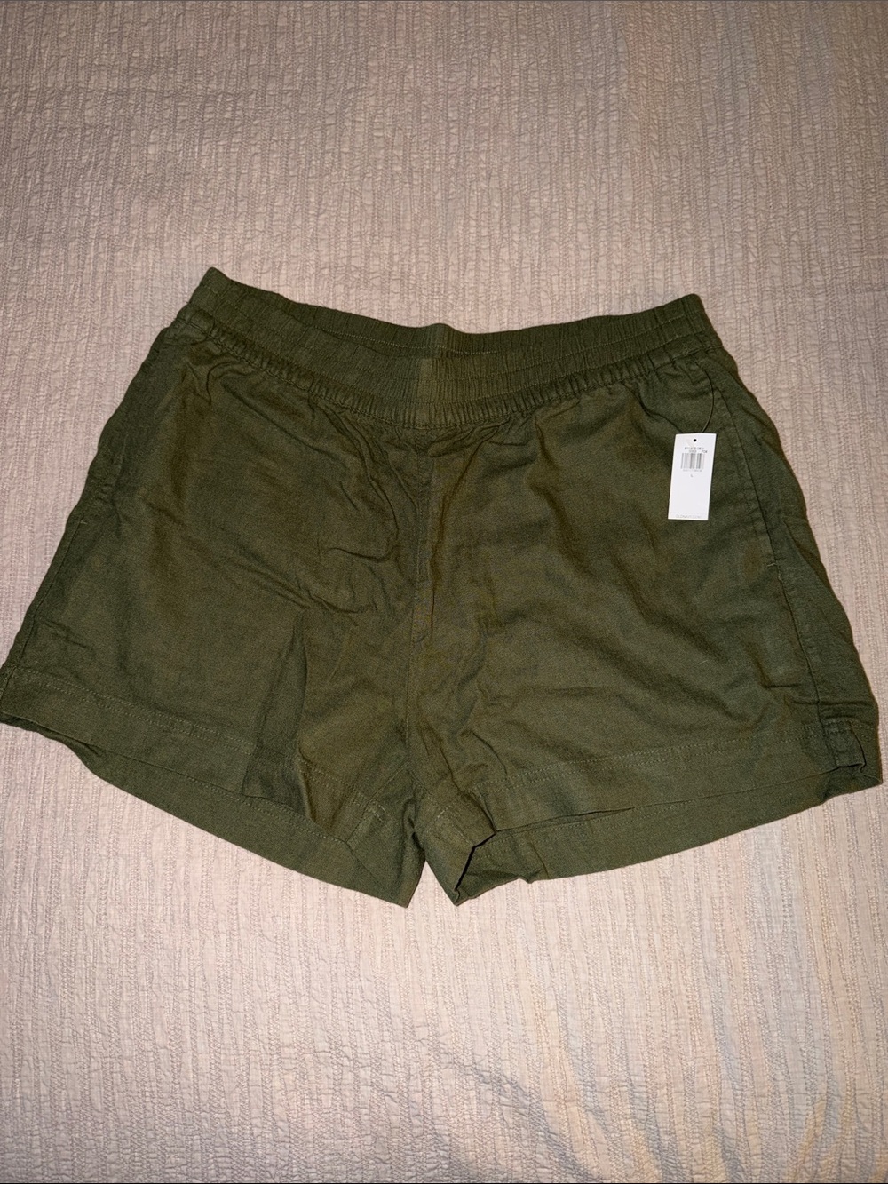 Old Navy Olive Green Linen Drawstring Elastic-Waist Shorts